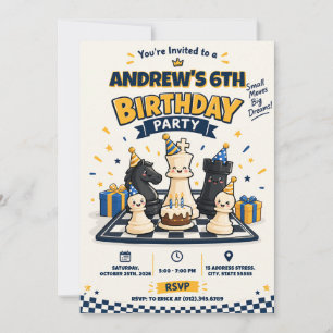 Invitation Fête d'anniversaire du Club d'Échecs Personnel