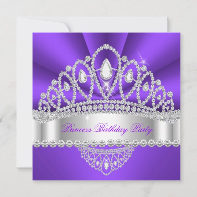 Invitation Fête d'anniversaire du diadème de diamant blanc po (Devant)