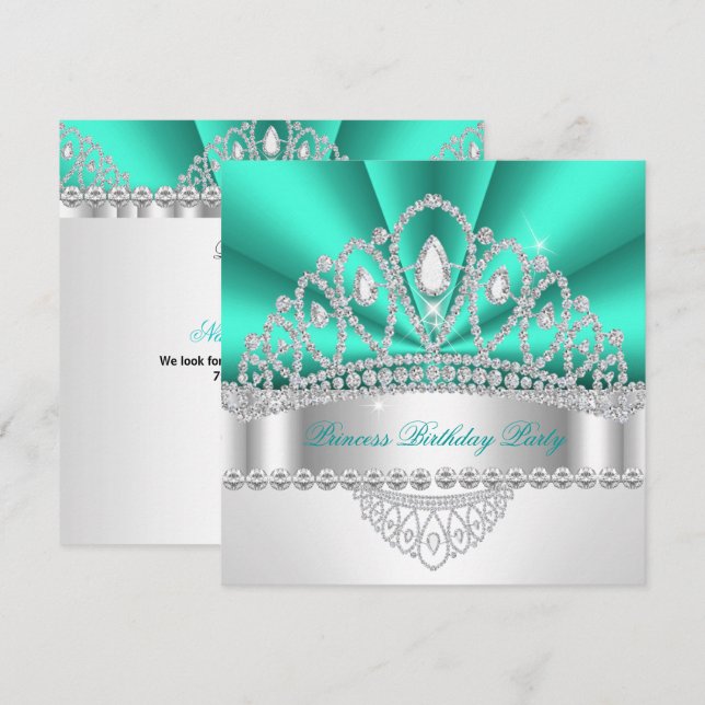 Invitation Fête d'anniversaire du diadème de diamant vert sar (Devant / Derrière)