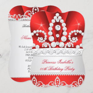 Invitation Fête d'anniversaire du diadème de la princesse Red
