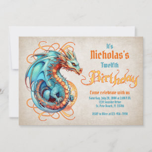 Invitation Fête d'anniversaire du dragon