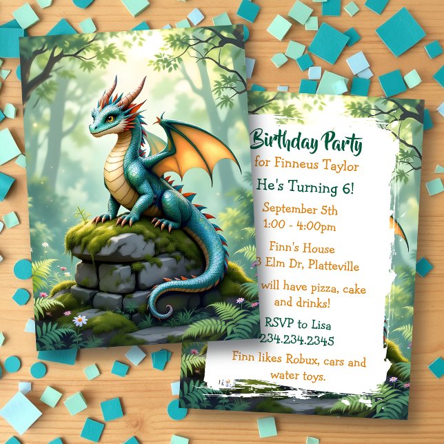 Invitation Fête d'anniversaire du garçon à thème Dragon (Créateur téléchargé)