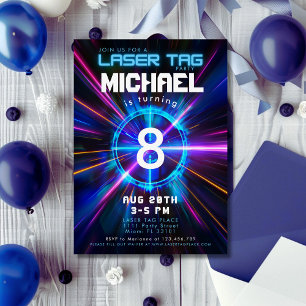 Invitation Fête d'anniversaire du garçon bleu au Laser Tag