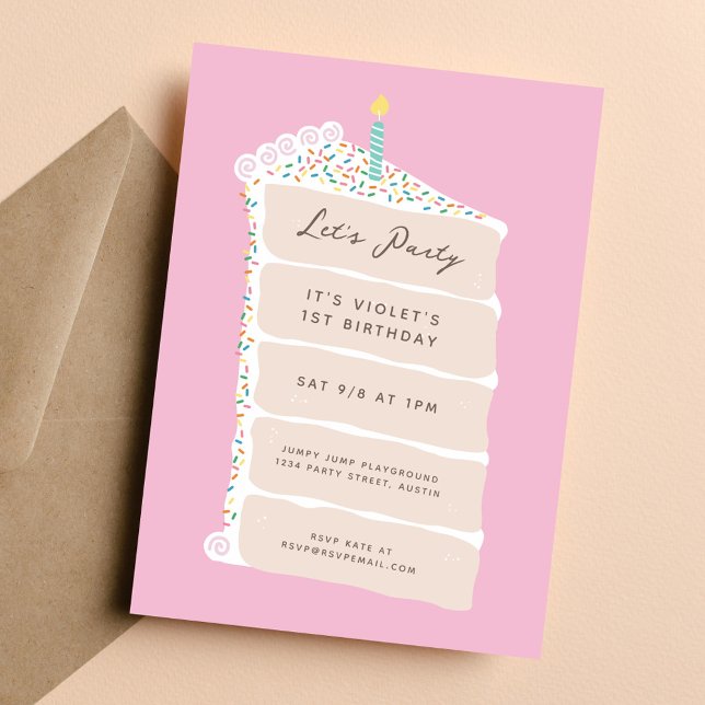 Invitation Fête d'anniversaire du gâteau de vanille (Créateur téléchargé)