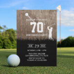 Invitation Fête d'anniversaire du golf rustique<br><div class="desc">Golf Swing 70th Birthday Party Invitations.</div>