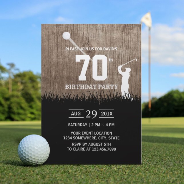 Invitation Fête d'anniversaire du golf rustique (Créateur téléchargé)