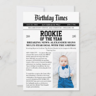 Invitation Fête d'anniversaire du journal Baseball 1 an