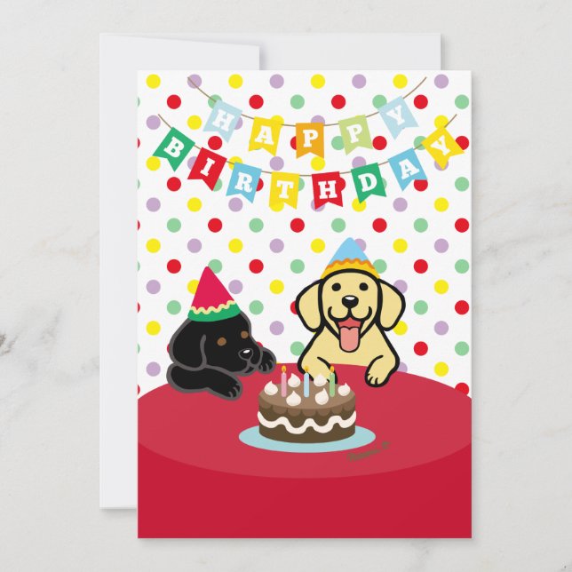 Invitation Fête d'anniversaire du Labrador jaune et du Labrad (Devant)