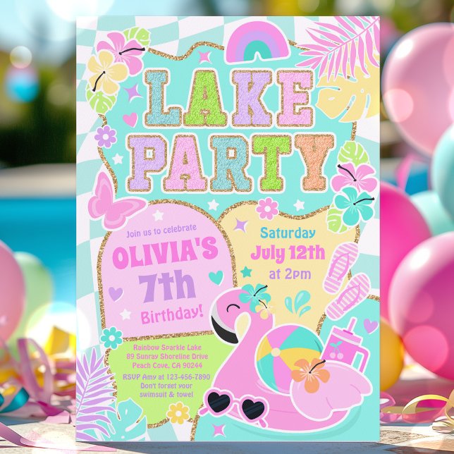 Invitation Fête D'Anniversaire Du Lac Preppy Au Lac Été (Créateur téléchargé)