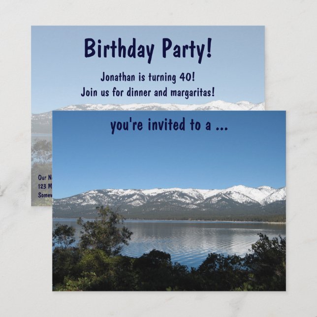 Invitation Fête d'anniversaire du lac Tahoe ! (Devant / Derrière)