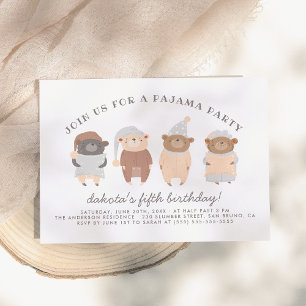 Invitation Fête d'anniversaire du mignon pyjama Nounours