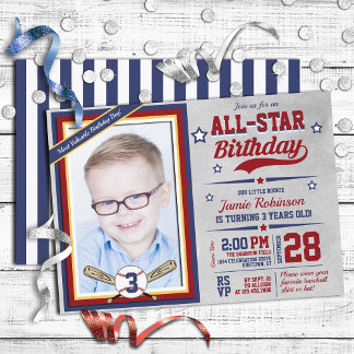 Invitation Fête d'anniversaire du Modèle photo All-Star de ba