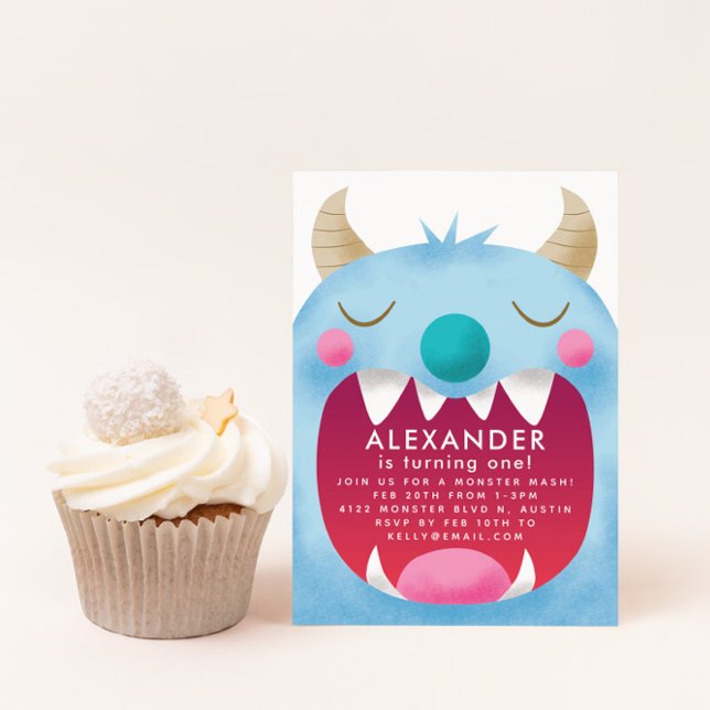 Invitation Fête d'anniversaire du Monstre bleu (Créateur téléchargé)