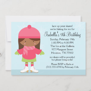 Invitation Fête d'anniversaire du patinage sur glace afro-amé