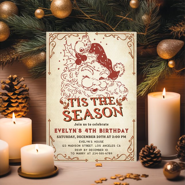 Invitation Fête d'anniversaire du Père Noël Vintage (Créateur téléchargé)
