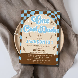 Invitation Fête d'anniversaire du petit garçon Retro One Cool