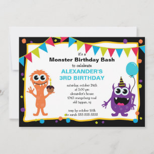 Invitation Fête d'anniversaire du petit monstre de CUB