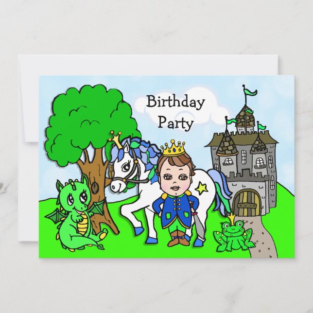 Invitation Fête d'anniversaire du Petit Prince conte de fée (Devant)