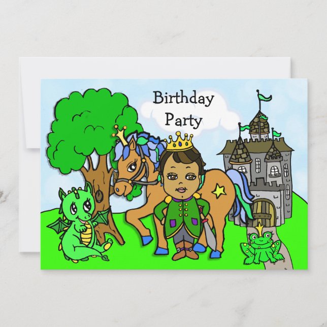 Invitation Fête d'anniversaire du Petit Prince Conte de Fées (Devant)