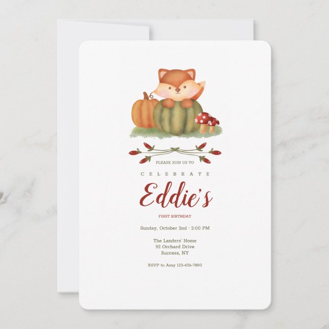 Invitation Fête d'anniversaire du petit renard de Fall (Devant)