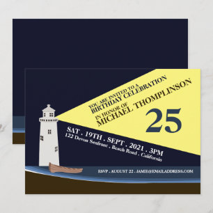 Invitation Fête d'anniversaire du phare de nuit, plage