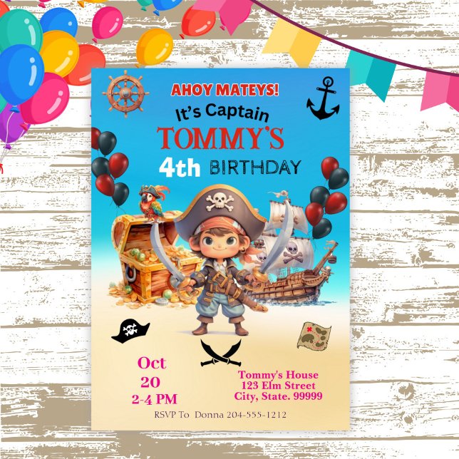 Invitation Fête d'anniversaire du Pirate (Créateur téléchargé)