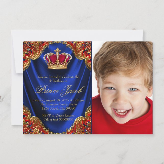 Invitation Fête d'anniversaire du prince garçon (Devant)