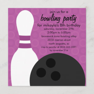 Invitation Fête d'anniversaire du Raisin Purple Pals Bowling