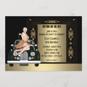 Invitation Fête d'anniversaire du Roaring 20's Art déco