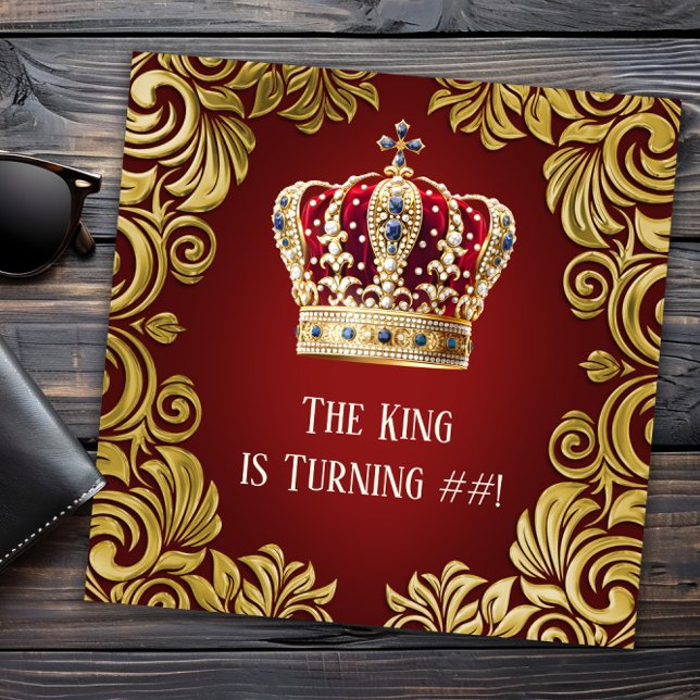 Invitation Fête d'anniversaire du roi homme (Mans king any number birthday or event invitation. All text, font, wording can be changed.)