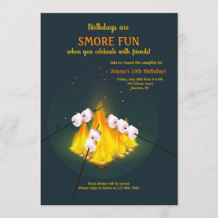 Invitation Fête d'anniversaire du rôti Marshmallows