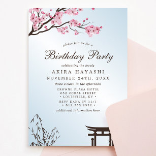 Invitation Fête d'anniversaire du Sakura Japanese Cherry Blos