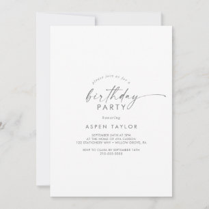 Invitation Fête d'anniversaire du script d'argent moderne