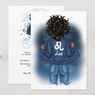 Invitation Fête d'anniversaire du signe du zodiaque Lion afro