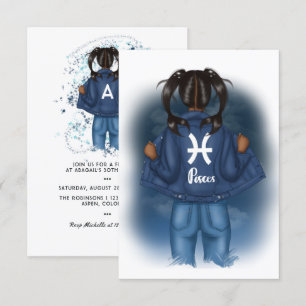 Invitation Fête d'anniversaire du signe du zodiaque Poissons 