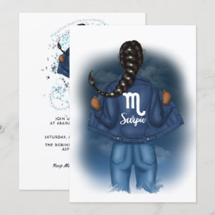Invitation Fête d'anniversaire du signe scorpion afro-américa