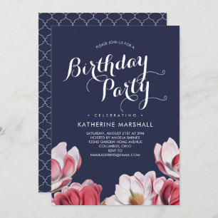 Invitation Fête d'anniversaire du Sud des Magnolia Midnight B