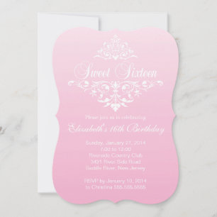 Invitation Fête d'anniversaire du Sweet sixteen rose moderne