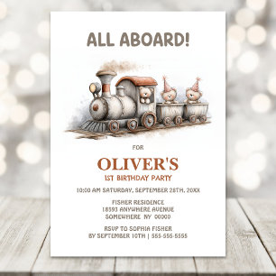 Invitation Fête d'anniversaire du train à vapeur pour le prem