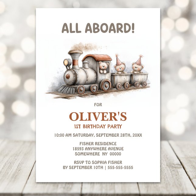 Invitation Fête d'anniversaire du train à vapeur pour le prem (Créateur téléchargé)