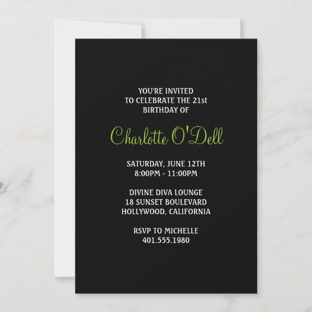 Invitation fête d'anniversaire du zebra print martini (Devant)