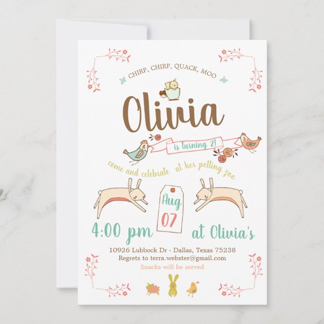 Invitation Fête d'anniversaire du zoo de Papping (Devant)