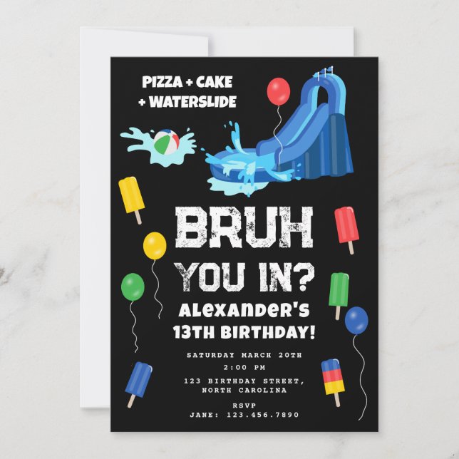 Invitation Fête d'anniversaire d'un adolescent garçon Bruh To (Devant)