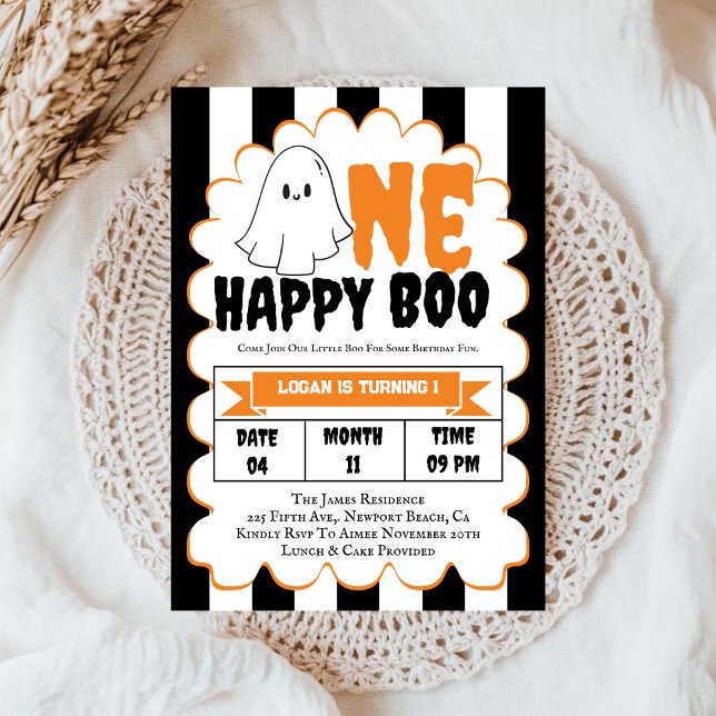 Invitation Fête d'anniversaire d'un an pour un garçon Happy B (Créateur téléchargé)