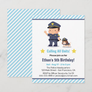 Invitation Fête d'anniversaire d'un gentil garçon de police e