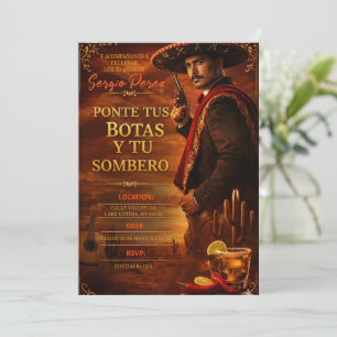 Invitation Fête d'anniversaire d'un homme adulte cow-boy mexi