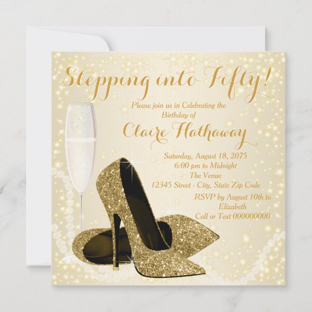 Invitation Fête d'anniversaire d'une femme entrant dans la ci (Devant)