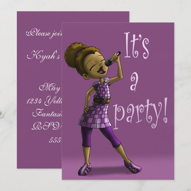 Invitation Fête d'anniversaire d'une fille afro-américaine (Devant / Derrière)