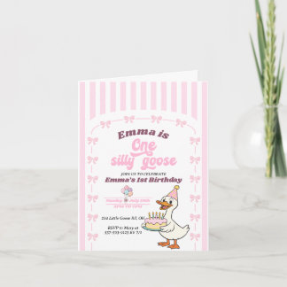 Invitation Fête d'anniversaire d'une fille avec un ruban rose