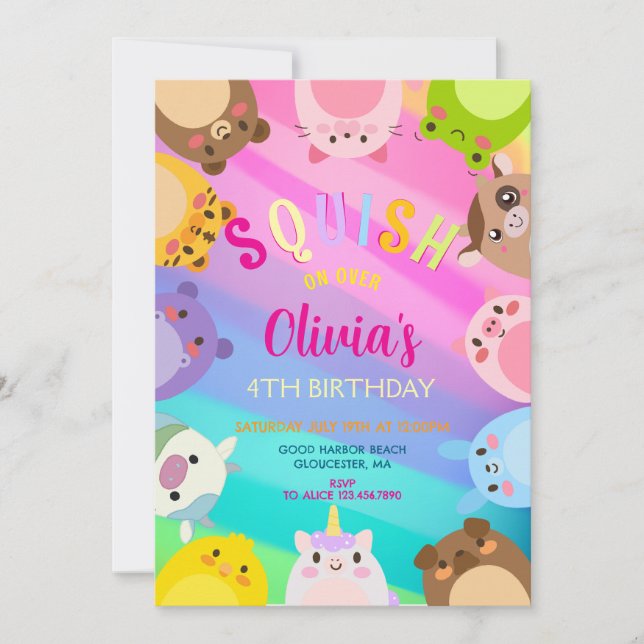 Invitation Fête d'anniversaire d'une fille écrasée par des an (Devant)